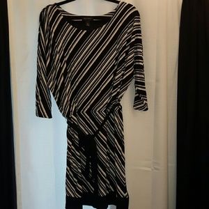 Striped blouson knit dress